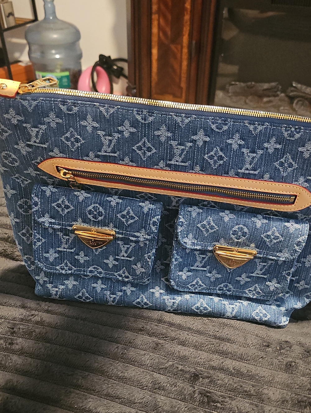 Denim Baggy GM Monogram Denim Shoulder Bag.